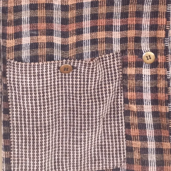 Fritelli And Lockwood Handwoven  Textile Soft Plaid Contrast Pocket Chore Coat - Picture 3 of 12